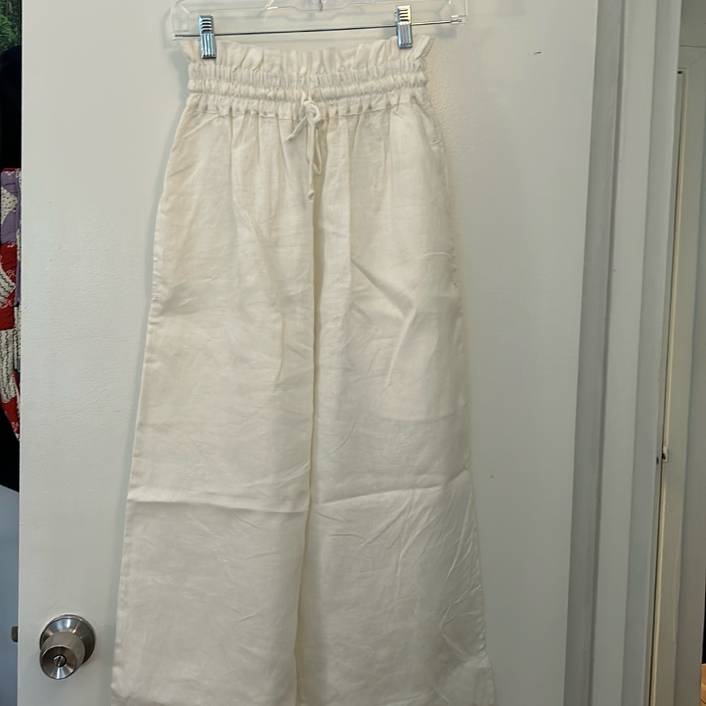 NARY Paperbag Linen Pants White XS